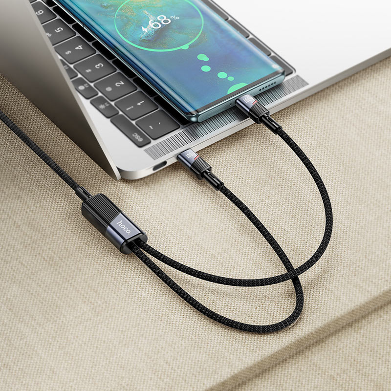 Fast Charging Cable Type-C to 2 × Type-C 100W